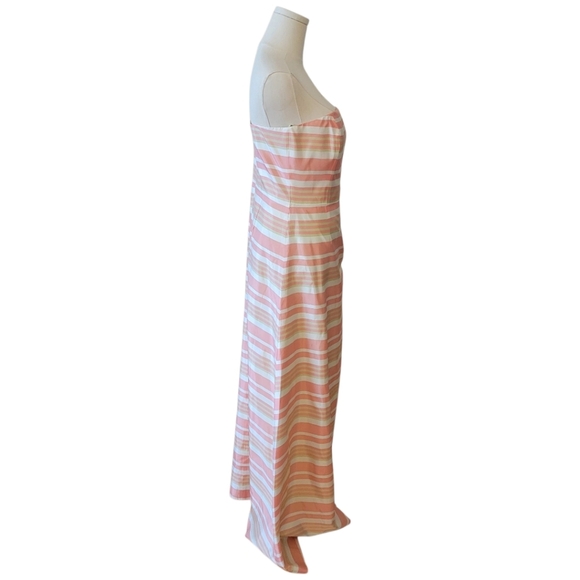 Kathlin Argiro Atelier Pink Striped Strapless Long Dress Size 10 - Picture 3 of 6